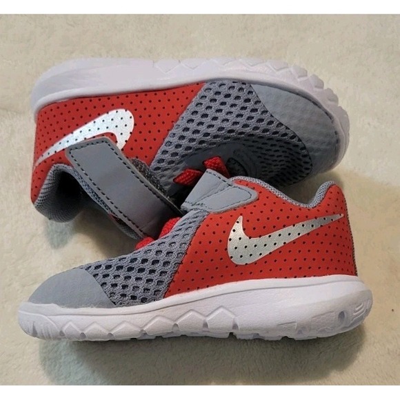 NIKE FLEX EXPERIENCE BABY/NEWBORN SIZE 3C GRAY/RED SHOES - EUC - Picture 2 of 6